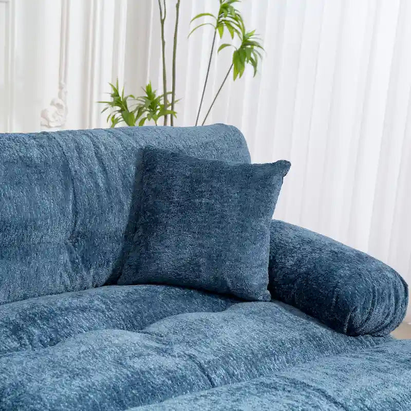 Canapé d'angle convertible en L en chenille 120,87 cm avec pouf