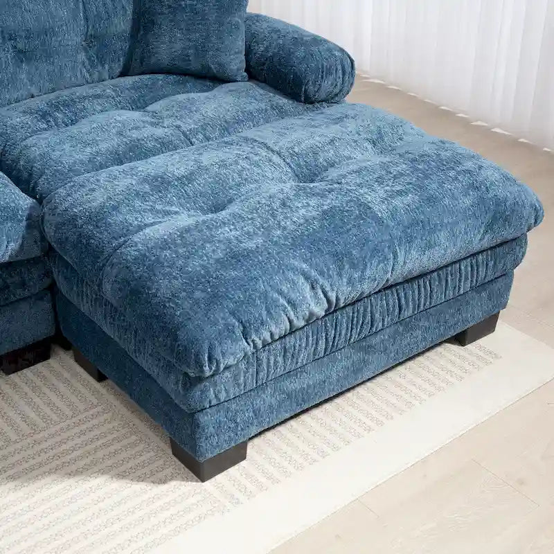 Canapé d'angle convertible en L en chenille 120,87 cm avec pouf