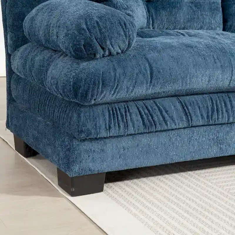 Canapé d'angle convertible en L en chenille 120,87 cm avec pouf