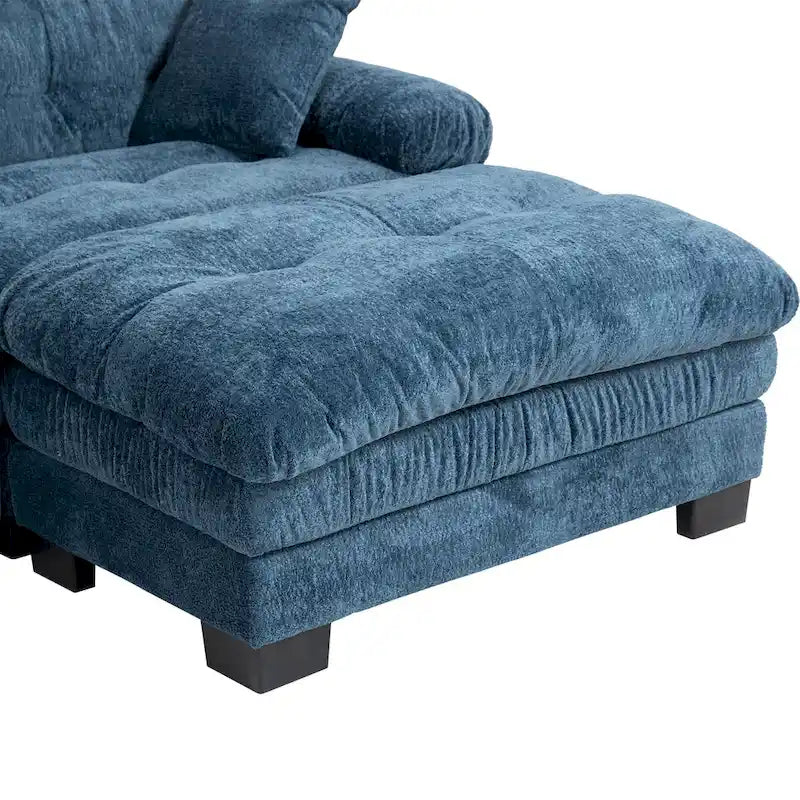 Canapé d'angle convertible en L en chenille 120,87 cm avec pouf