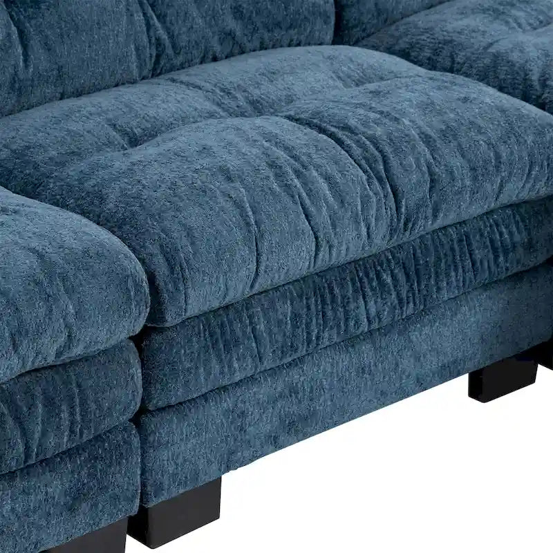 Canapé d'angle convertible en L en chenille 120,87 cm avec pouf