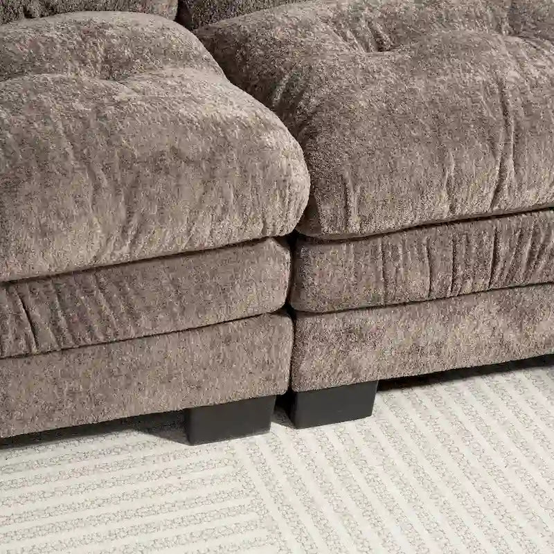Canapé d'angle convertible en L en chenille 120,87 cm avec pouf