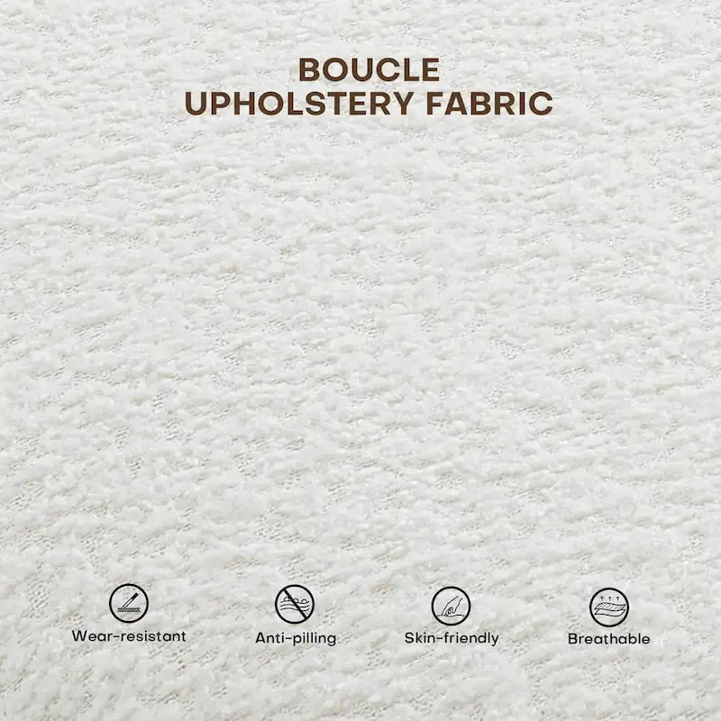 Banc de chambre capitonné en tissu bouclé, 143 cm de large, pour entrée ou pied de lit - 143 cm de large x 50 cm de profondeur x 45 cm de haut