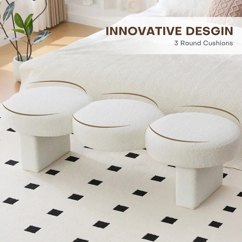 Banc de chambre capitonné en tissu bouclé, 143 cm de large, pour entrée ou pied de lit - 143 cm de large x 50 cm de profondeur x 45 cm de haut