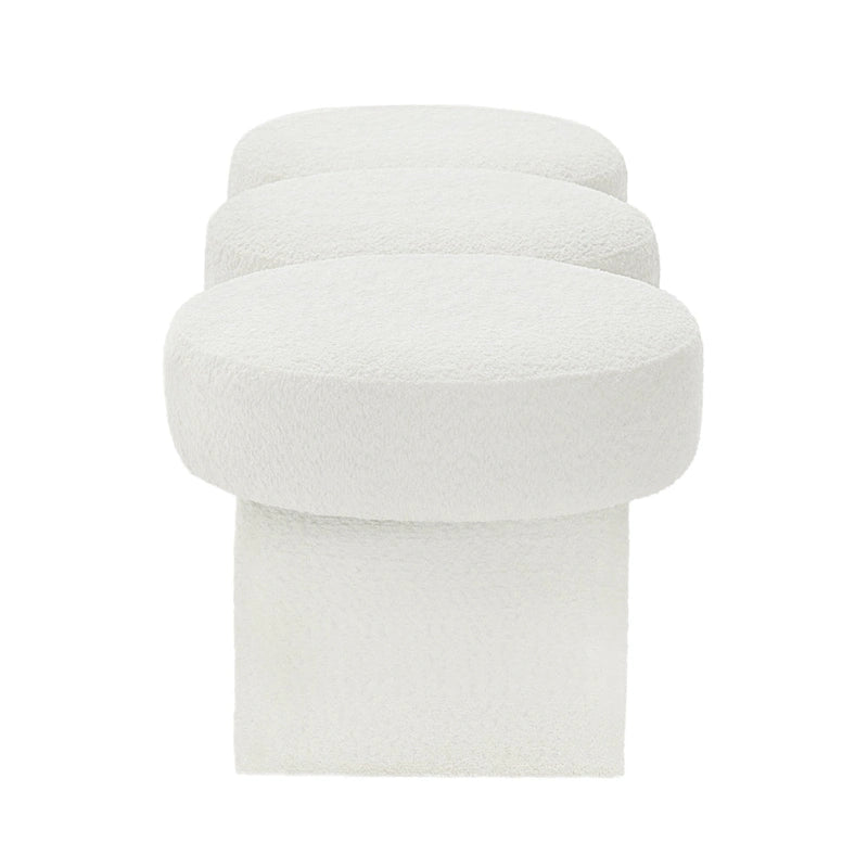 Banc de chambre capitonné en tissu bouclé, 143 cm de large, pour entrée ou pied de lit - 143 cm de large x 50 cm de profondeur x 45 cm de haut