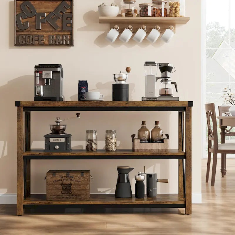 Table console d'entrée de style campagnard, étroite et longue de 119 cm (47 pouces), avec rangement