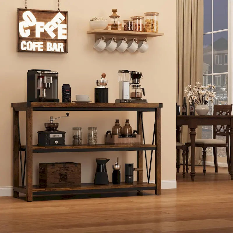 Table console d'entrée de style campagnard, étroite et longue de 119 cm (47 pouces), avec rangement