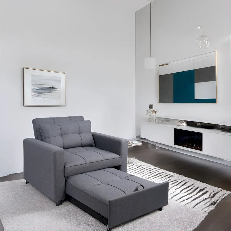 Fauteuil inclinable convertible 3 en 1, canapé-lit moderne et rembourré, fauteuil de salon pliable pour petits espaces