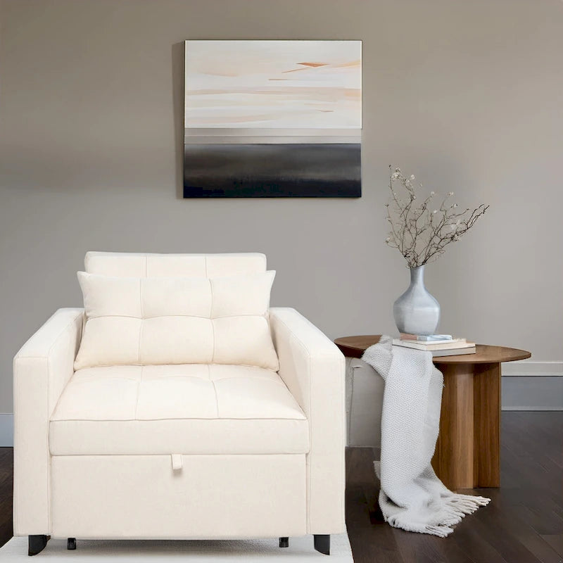 Fauteuil inclinable convertible 3 en 1, canapé-lit moderne et rembourré, fauteuil de salon pliable pour petits espaces