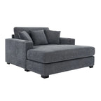 Chaise longue surdimensionnée en tissu chenille, fauteuil-lit-canapé 39,7/43,5/55 pouces avec coussins, station de charge et porte-gobelets