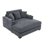 Chaise longue surdimensionnée en tissu chenille, fauteuil-lit-canapé 39,7/43,5/55 pouces avec coussins, station de charge et porte-gobelets