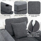 Chaise longue surdimensionnée en tissu chenille, fauteuil-lit-canapé 39,7/43,5/55 pouces avec coussins, station de charge et porte-gobelets