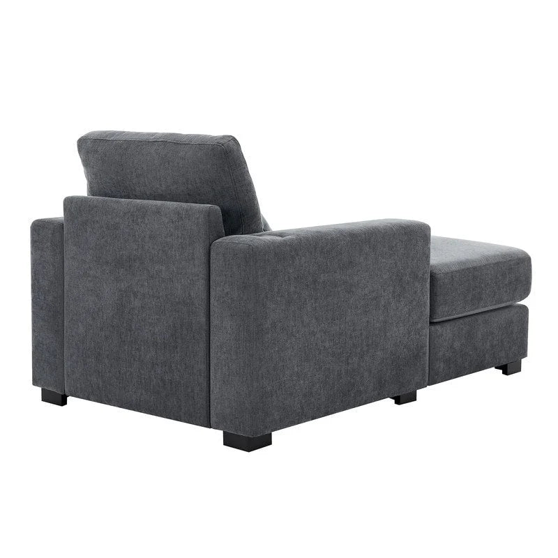 Chaise longue surdimensionnée en tissu chenille, fauteuil-lit-canapé 39,7/43,5/55 pouces avec coussins, station de charge et porte-gobelets