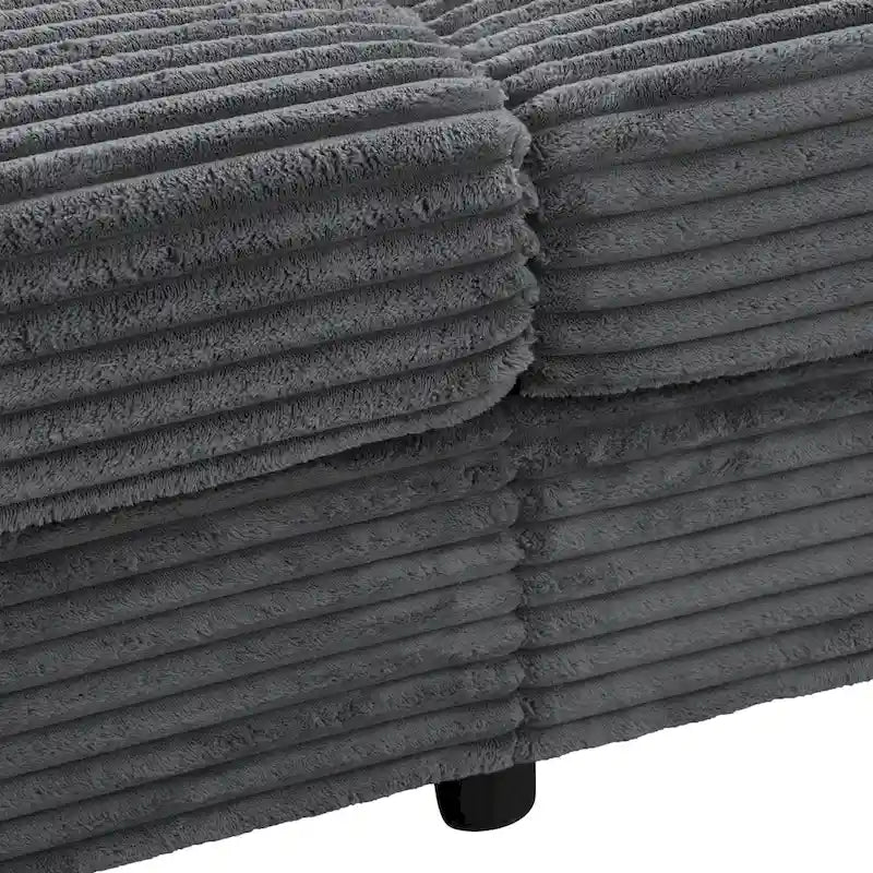 Canapé-lit méridienne en velours côtelé de 86,5 pouces avec ports USB, porte-gobelets et 8 coussins épais