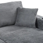 Canapé-lit méridienne en velours côtelé de 86,5 pouces avec ports USB, porte-gobelets et 8 coussins épais