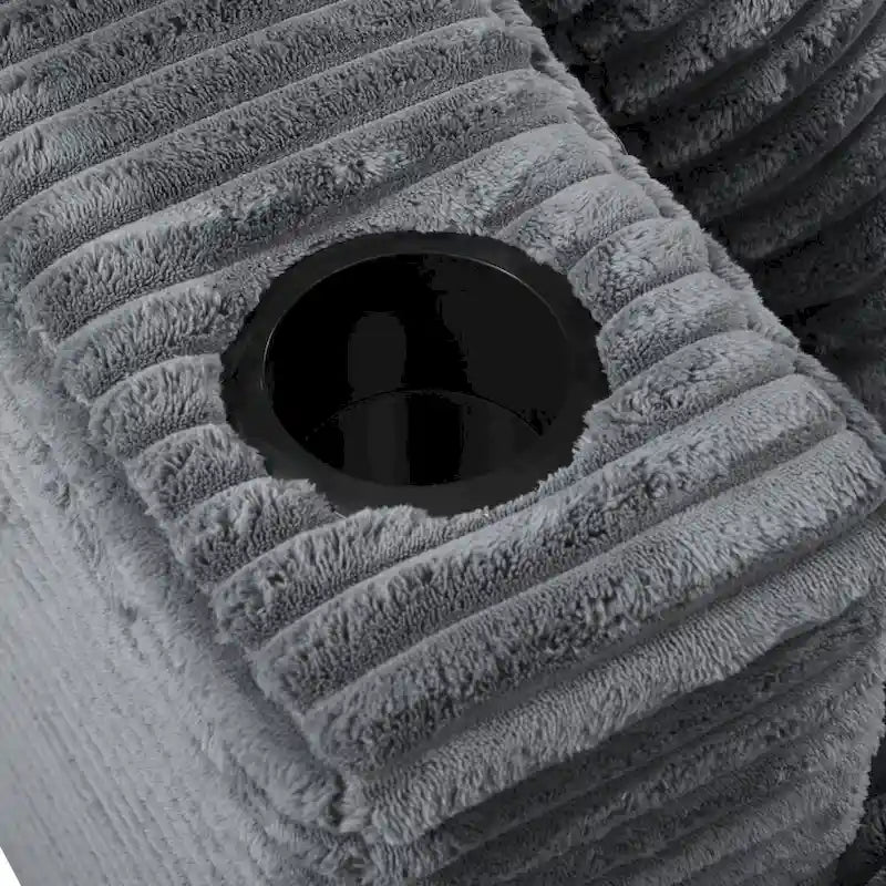 Canapé-lit méridienne en velours côtelé de 86,5 pouces avec ports USB, porte-gobelets et 8 coussins épais