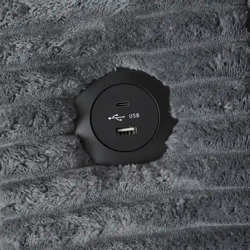 Canapé-lit méridienne en velours côtelé de 86,5 pouces avec ports USB, porte-gobelets et 8 coussins épais