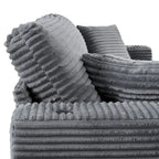 Canapé-lit méridienne en velours côtelé de 86,5 pouces avec ports USB, porte-gobelets et 8 coussins épais