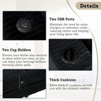 Canapé-lit méridienne en velours côtelé de 86,5 pouces avec ports USB, porte-gobelets et 8 coussins épais