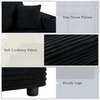 Canapé-lit méridienne en velours côtelé de 86,5 pouces avec ports USB, porte-gobelets et 8 coussins épais