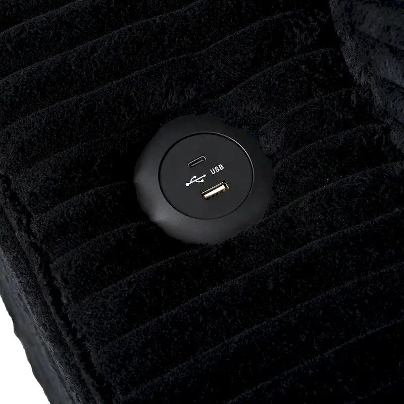 Canapé-lit méridienne en velours côtelé de 86,5 pouces avec ports USB, porte-gobelets et 8 coussins épais