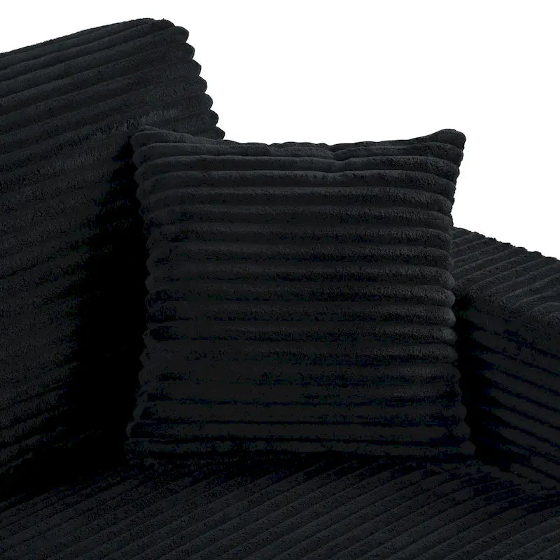 Canapé-lit méridienne en velours côtelé de 86,5 pouces avec ports USB, porte-gobelets et 8 coussins épais