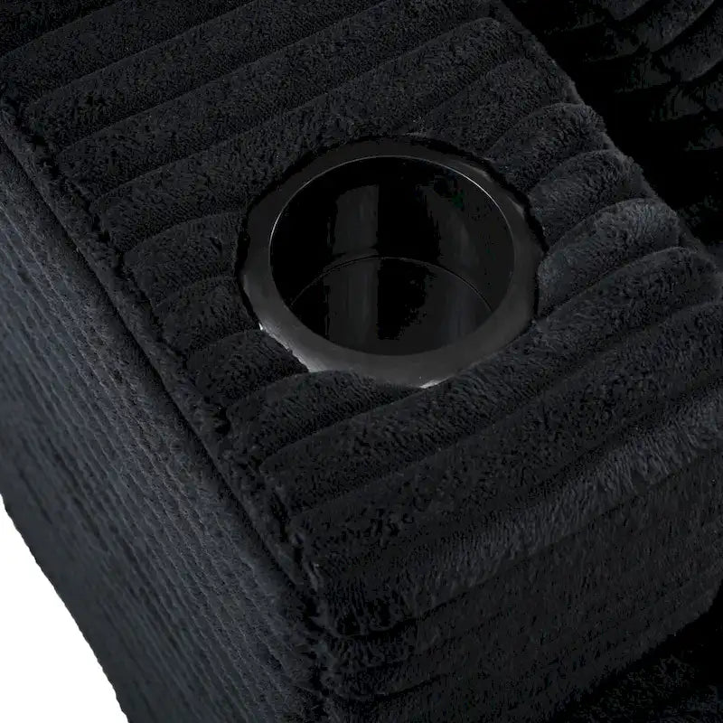 Canapé-lit méridienne en velours côtelé de 86,5 pouces avec ports USB, porte-gobelets et 8 coussins épais