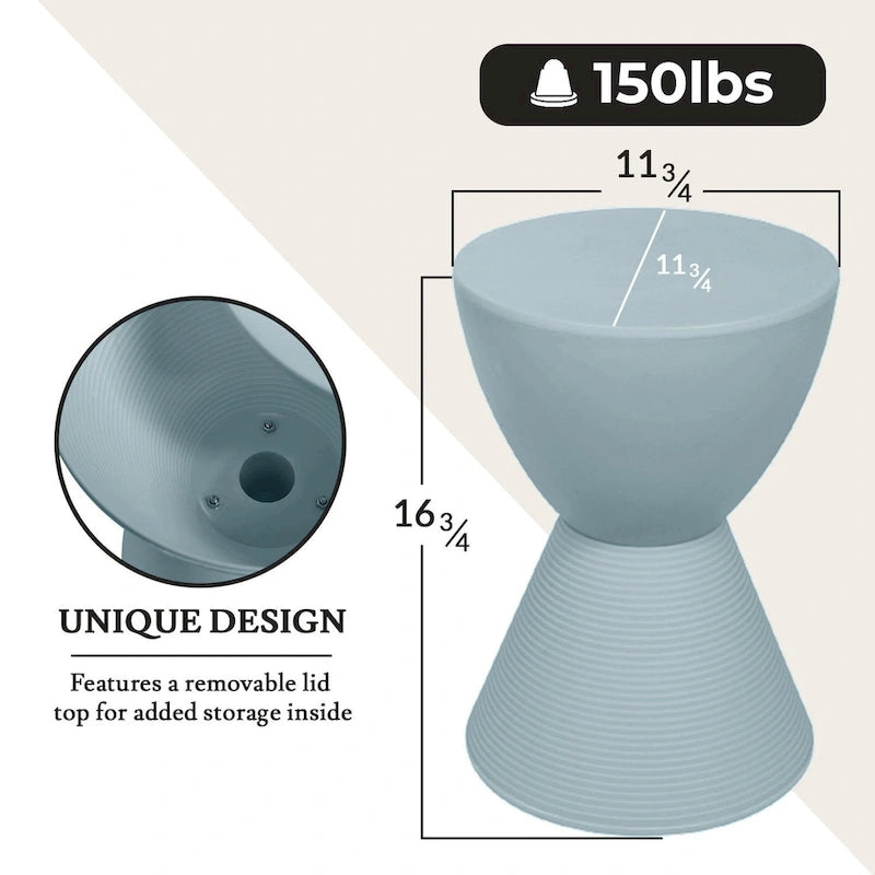 Table d'appoint ronde Boyd avec base nervurée et couvercle amovible, idéale pour le salon et la chambre.