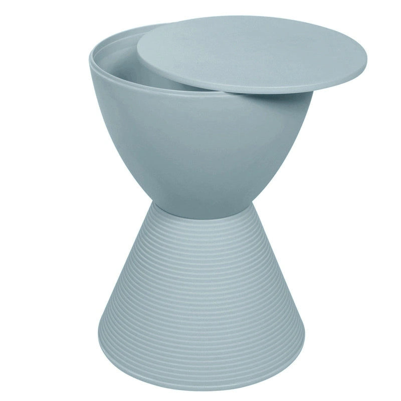 Table d'appoint ronde Boyd avec base nervurée et couvercle amovible, idéale pour le salon et la chambre.