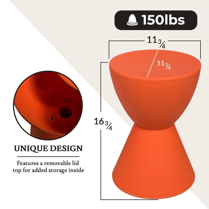 Table d'appoint ronde Boyd avec base nervurée et couvercle amovible, idéale pour le salon et la chambre.