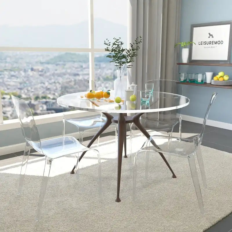 Stackable Acrylic Minimalist Plastic Dining Chair Modern Full Back Transparent Accent Side Chair for Dining Room & Kitchen
