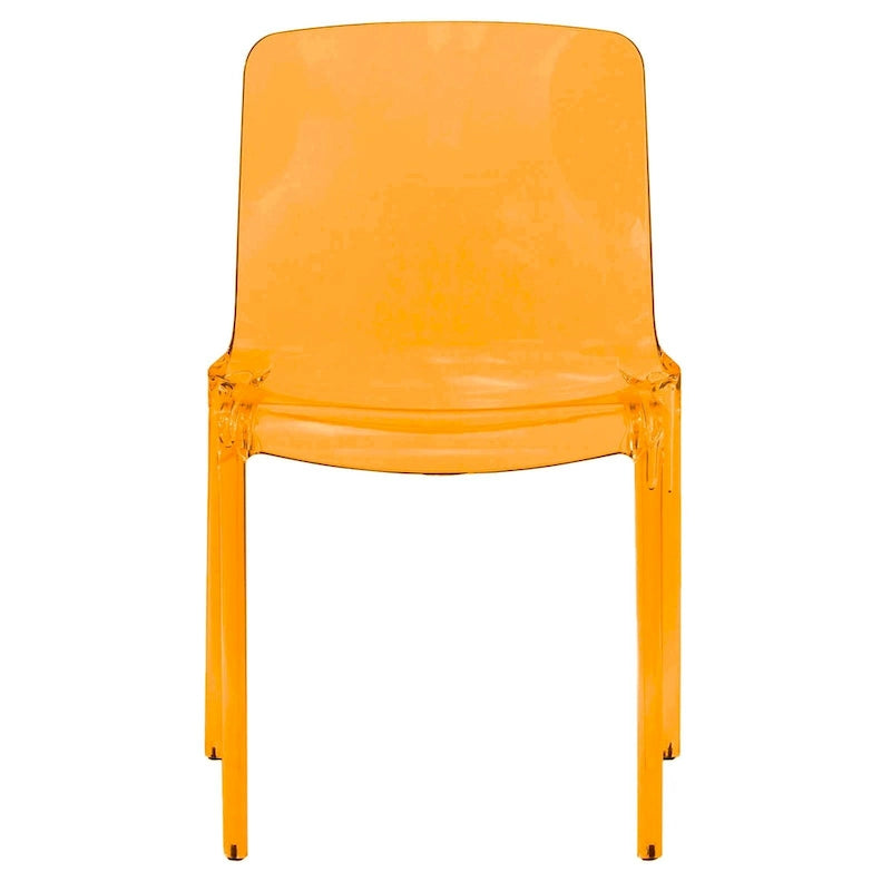 Chaise de salle à manger empilable minimaliste en acrylique, moderne, transparente, avec dossier haut, idéale pour la salle à manger et la cuisine.