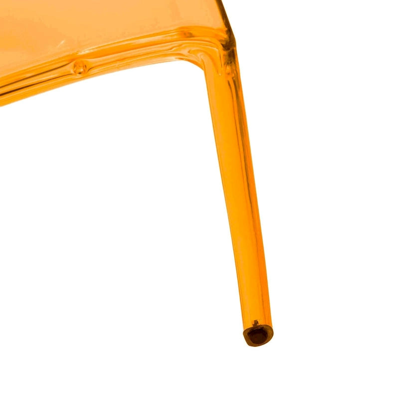 Chaise de salle à manger empilable minimaliste en acrylique, moderne, transparente, avec dossier haut, idéale pour la salle à manger et la cuisine.