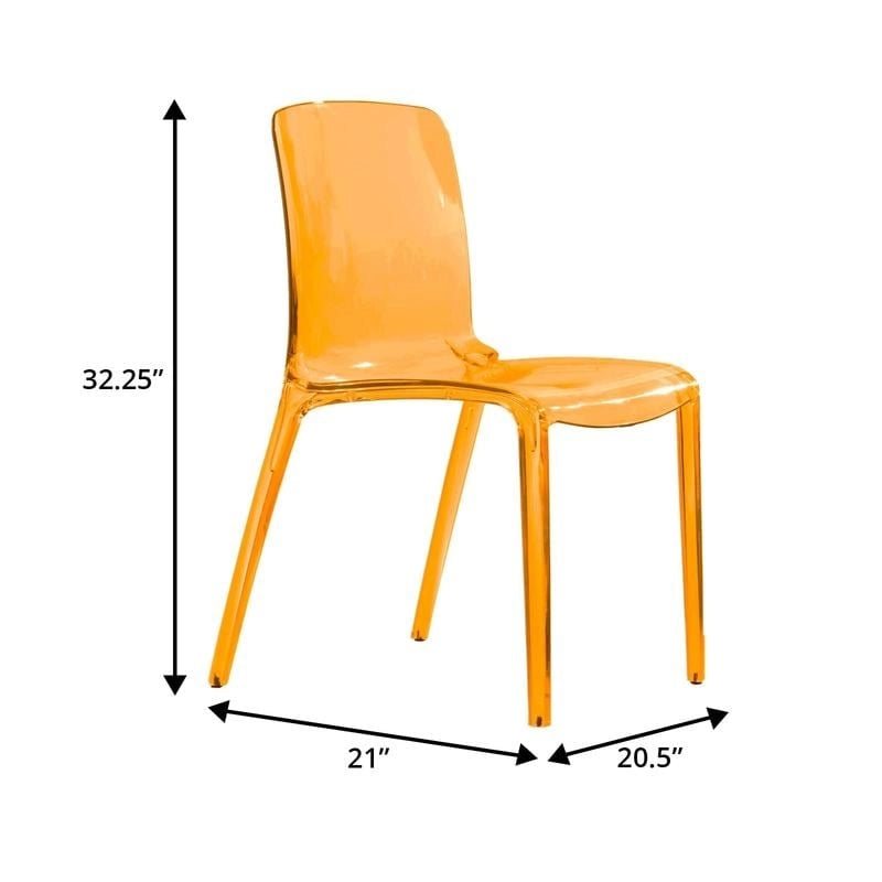 Chaise de salle à manger empilable minimaliste en acrylique, moderne, transparente, avec dossier haut, idéale pour la salle à manger et la cuisine.