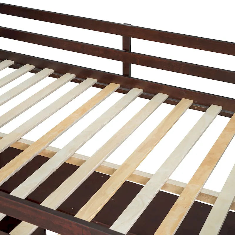 Lit mezzanine en pin avec bureau et rangements