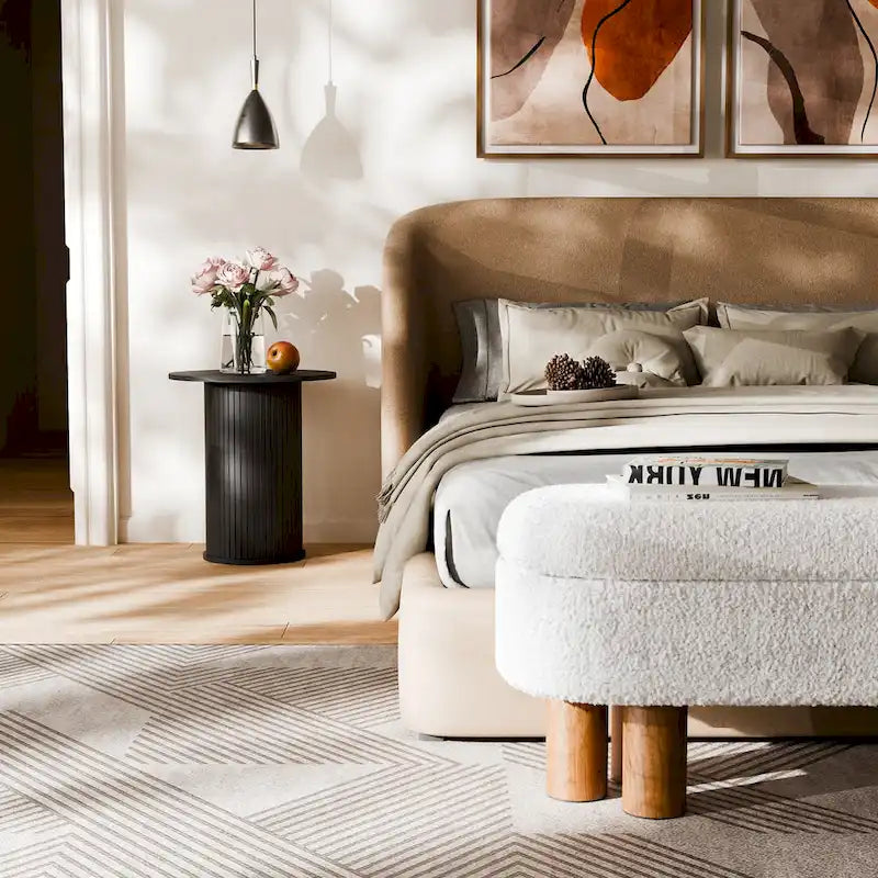 Table d'appoint ronde en forme de tambour, petite table d'appoint moderne du milieu du siècle pour salon, chambre