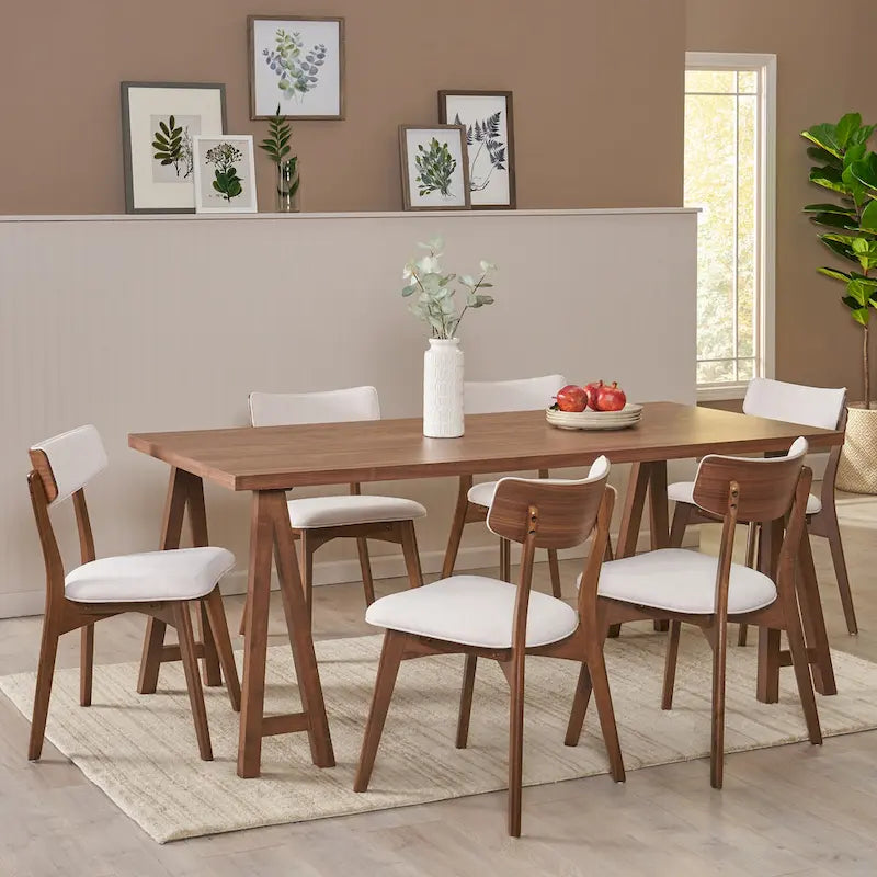 Ensemble de salle à manger Chazz style moderne du milieu du siècle, 7 pièces, avec table en A, par Christopher Knight Home