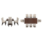 Ensemble de salle à manger extensible Tallinn en bois de cerisier foncé et tissu beige