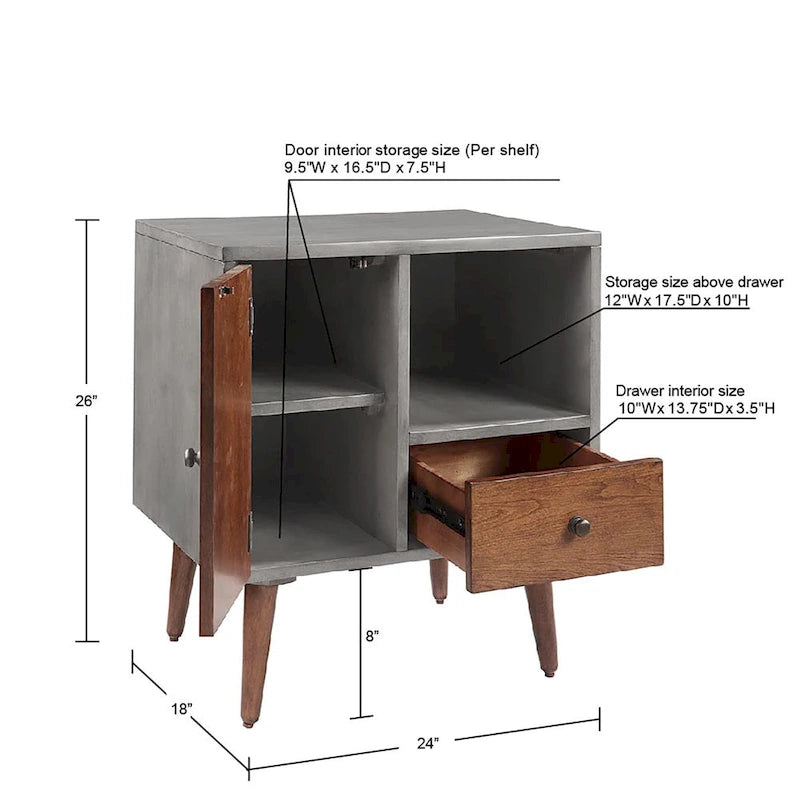Table de chevet de rangement grise Carson Carrington Haapsalu