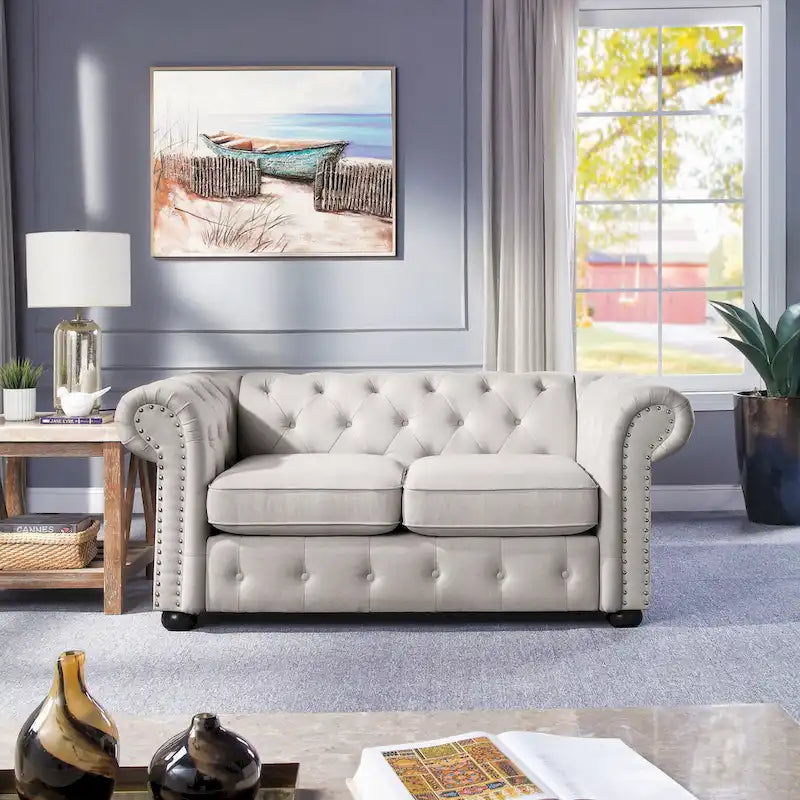 Corvus Aleksis Tufted Chesterfield Loveseat Sofa