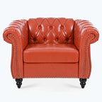 Canapé confortable pour salon, avec accoudoirs roulés et plissés.