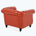 Canapé confortable pour salon, avec accoudoirs roulés et plissés.