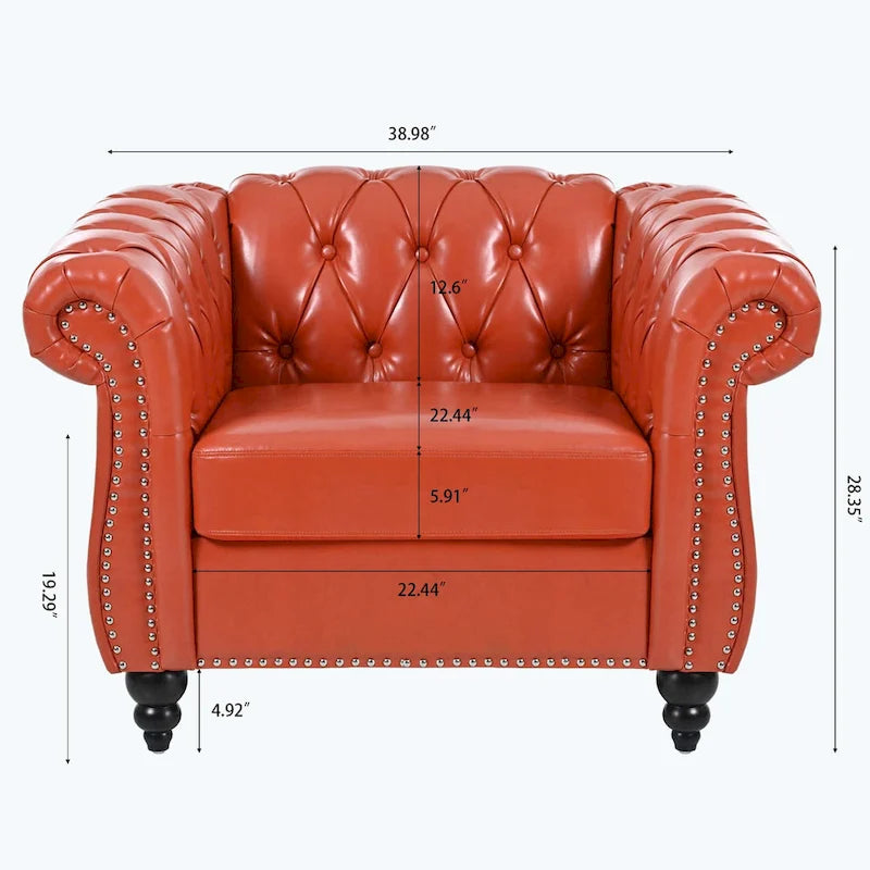 Canapé confortable pour salon, avec accoudoirs roulés et plissés.