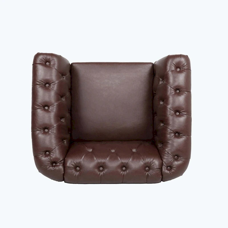 Canapé confortable pour salon, avec accoudoirs roulés et plissés.