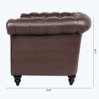 Canapé confortable pour salon, avec accoudoirs roulés et plissés.