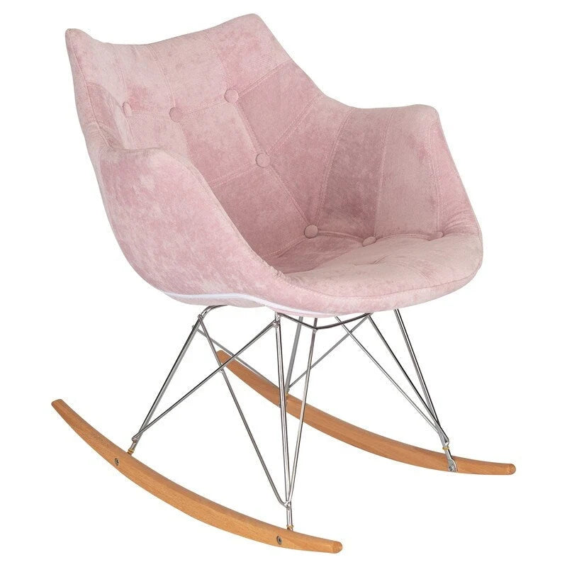 Fauteuil à bascule Willow moderne en velours rembourré pour chambre d'enfant - Fauteuil d'appoint style milieu du siècle pour salon, chambre à coucher, intérieur et extérieur
