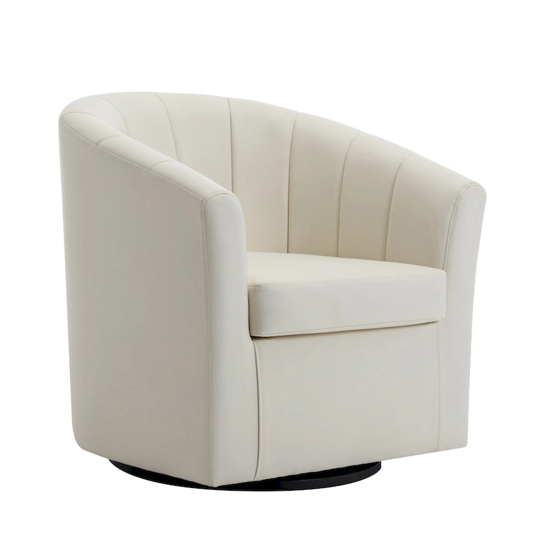 Fauteuil pivotant en similicuir Manon de Porthos Home avec coussin d'assise amovible