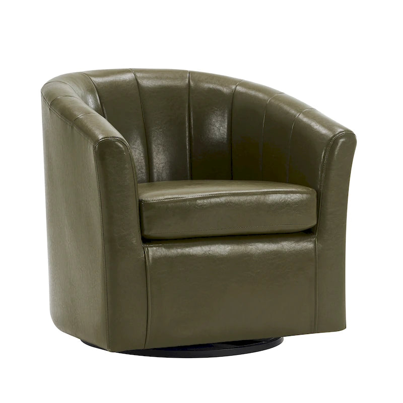 Fauteuil pivotant en similicuir Manon de Porthos Home avec coussin d'assise amovible