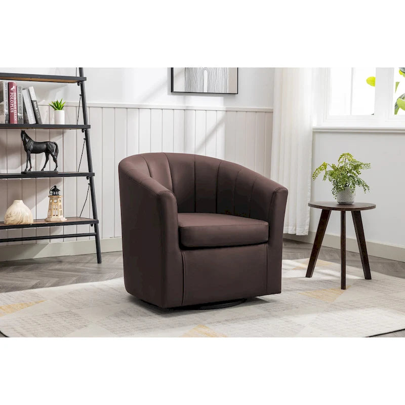 Fauteuil pivotant en similicuir Manon de Porthos Home avec coussin d'assise amovible