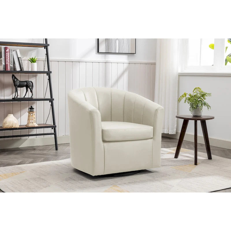 Fauteuil pivotant en similicuir Manon de Porthos Home avec coussin d'assise amovible